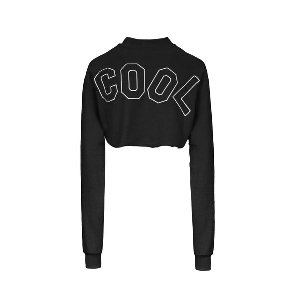 Livincool BIG WAVY LOGO CROP SWEATSHIRT BLACK