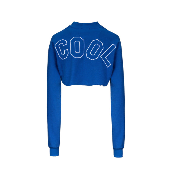Livincool BIG WAVY LOGO CROP SWEATSHIRT BLUE