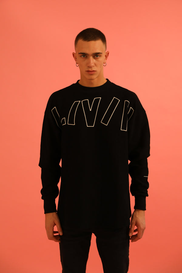 Livincool BIG WAVY LOGO SWEATSHIRT BLACK