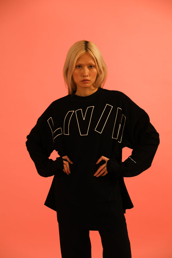 livincool BIG WAVY LOGO SWEATSHIRT BLACK