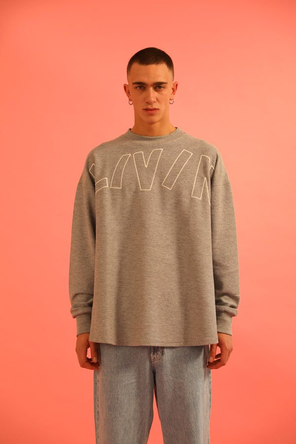 livincool BIG WAVY LOGO SWEATSHIRT GREY