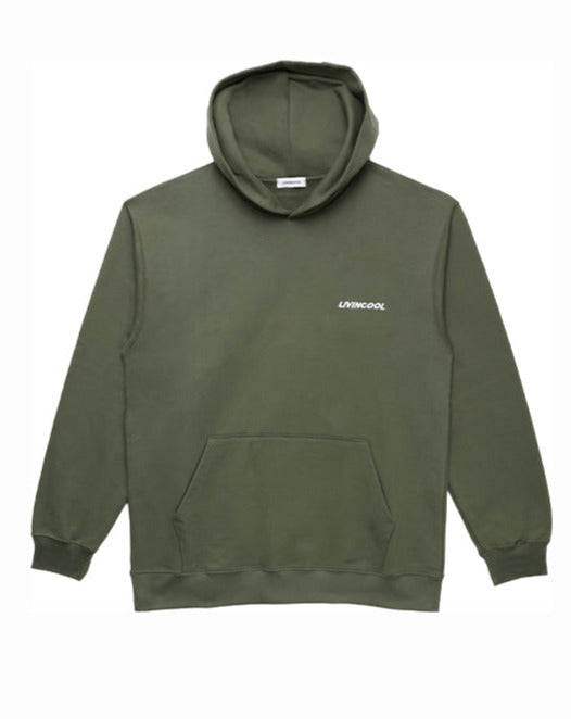 Livincool EMBROIDERED SLICK HOODIE ARMY GREEN