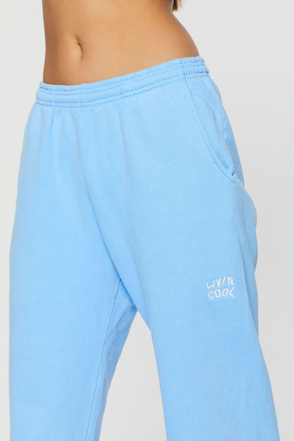 Livincool EMBROIDERED WAVY SWEATPANT SKY BLUE