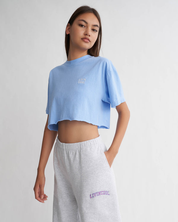 Livincool ESSENTIAL CROP TEE SKY BLUE