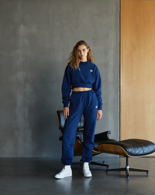 Livincool ESSENTIAL CROPPED CREWNECK ESTATE BLUE