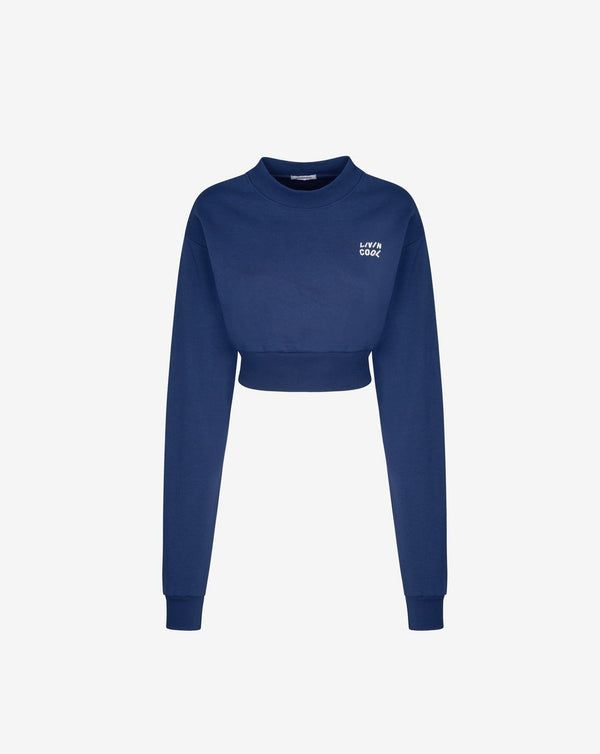 livincool ESSENTIAL CROPPED CREWNECK ESTATE BLUE