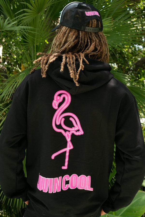 Livincool FLAMINGO HOODIE BLACK