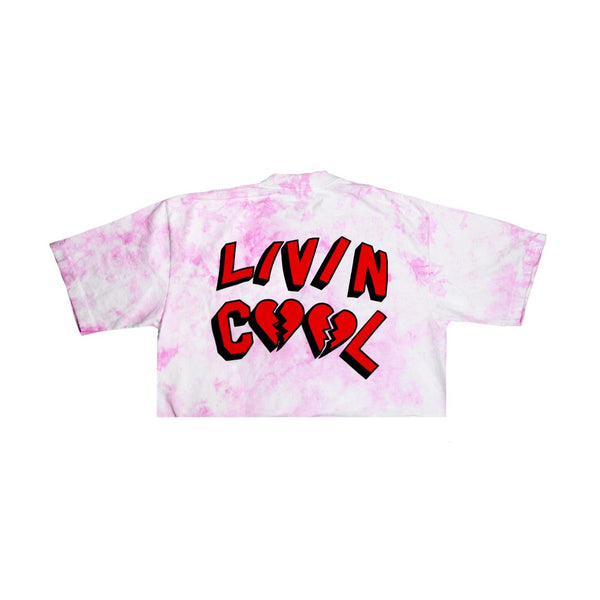 Livincool HEARTBREAKER CROP TOP PINK TIE DYE