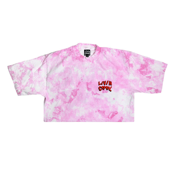 livincool HEARTBREAKER CROP TOP PINK TIE DYE