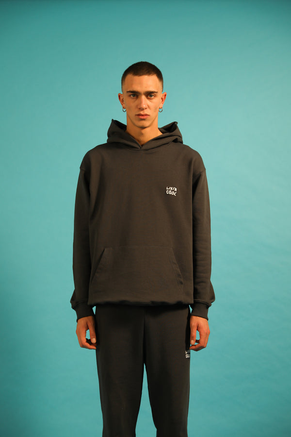 Livincool HOODIE WAVY LOGO DARK GREY