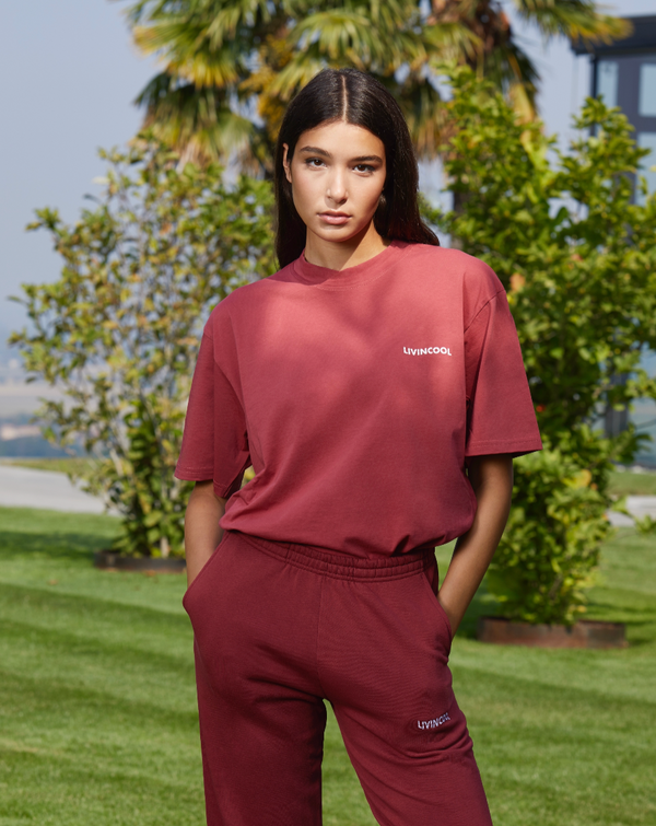 Livincool LOS ANGELES T-SHIRT BURGUNDY