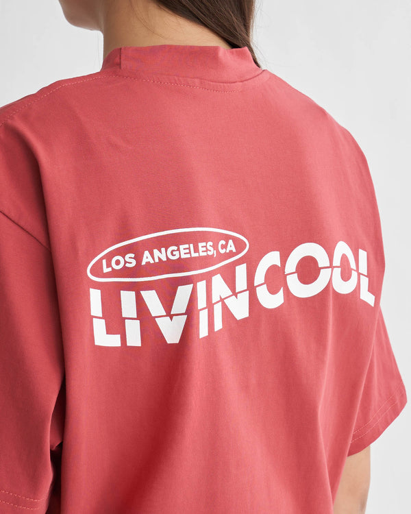 Livincool LOS ANGELES T-SHIRT BURGUNDY