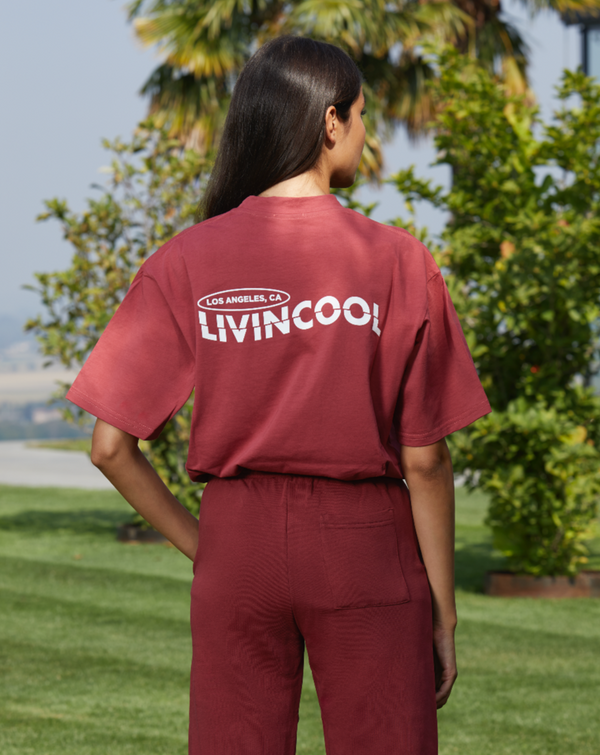 Livincool LOS ANGELES T-SHIRT BURGUNDY