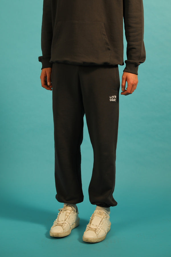 Livincool PANTS WAVY LOGO EMBROIDERED DARK GREY