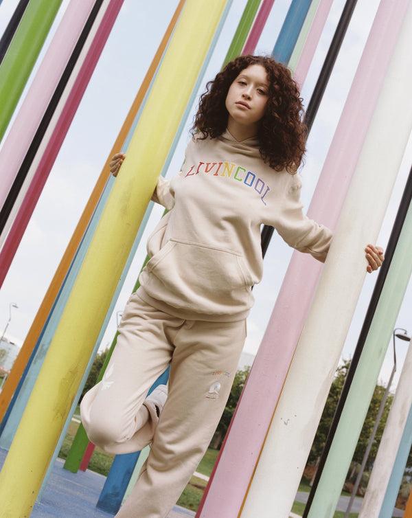 Livincool RAINBOW RAILROAD HOODIE EGGNOG