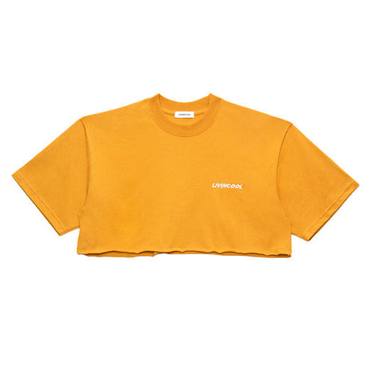livincool SLICK EMBROIDERED CROP TEE GINGER BREAD