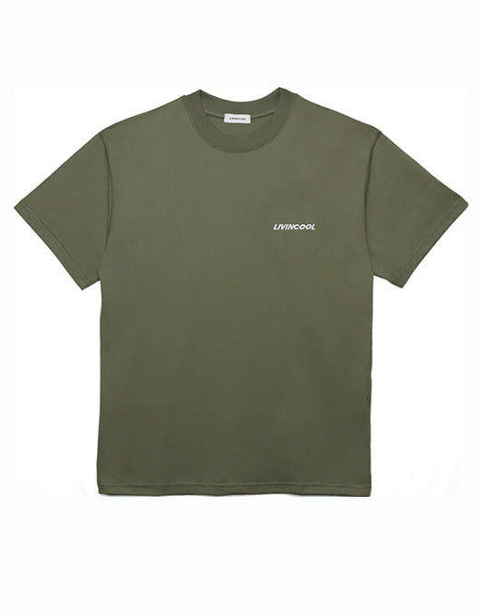 livincool SLICK EMBROIDERED TEE ARMY GREEN