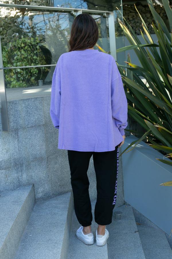 Livincool SLICK OVERSIZE CREWNECK LILLAC