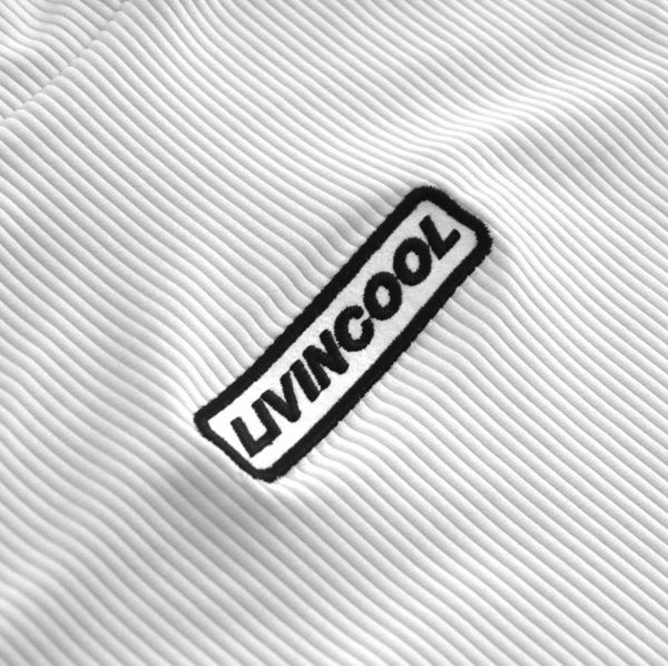 Livincool SLICK PATCH MOCK NECK CROP TOP WHITE