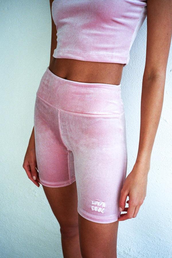 Livincool VELVET BIKER SHORTS PINK