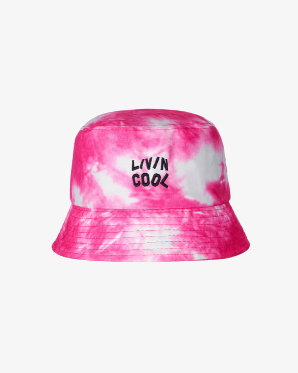 livincool WAVY BUCKET HAT PINK TIE DYE
