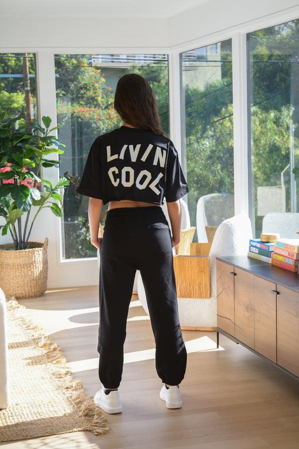 Livincool WAVY CROP TEE BLACK