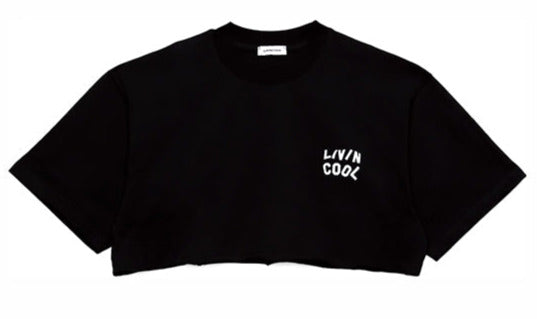 livincool WAVY CROP TEE BLACK