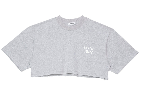 livincool WAVY CROP TEE HEATHER GREY