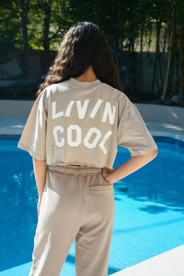 Livincool WAVY CROP TEE SAND