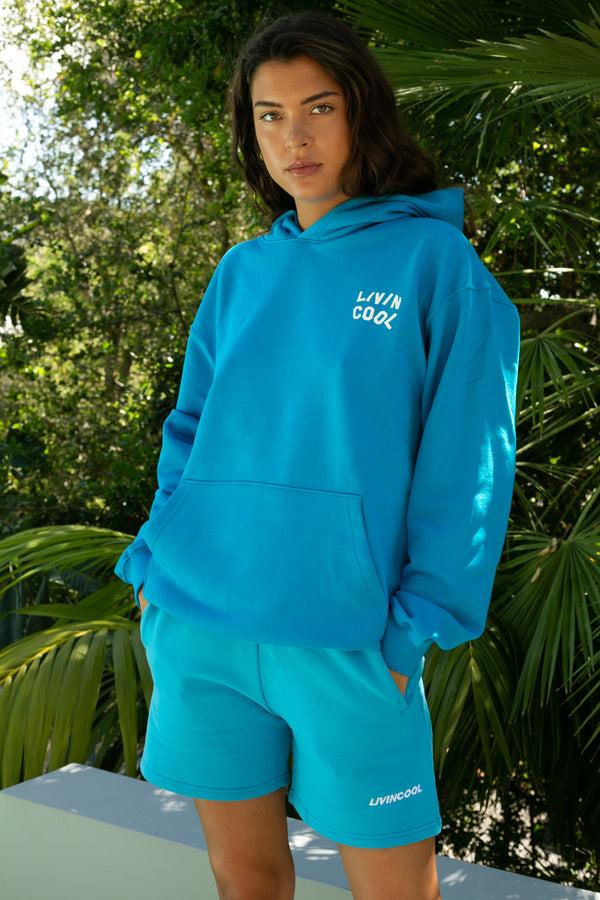 Livincool WAVY HOODIE TEAL BLUE
