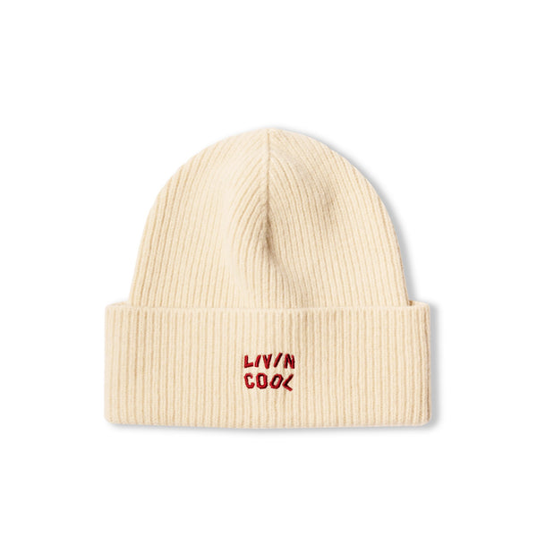 livincool WAVY LOGO BEANIE IVORY