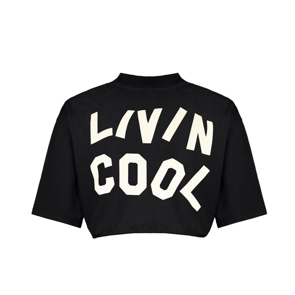 Livincool WAVY LOGO CROP TOP BLACK