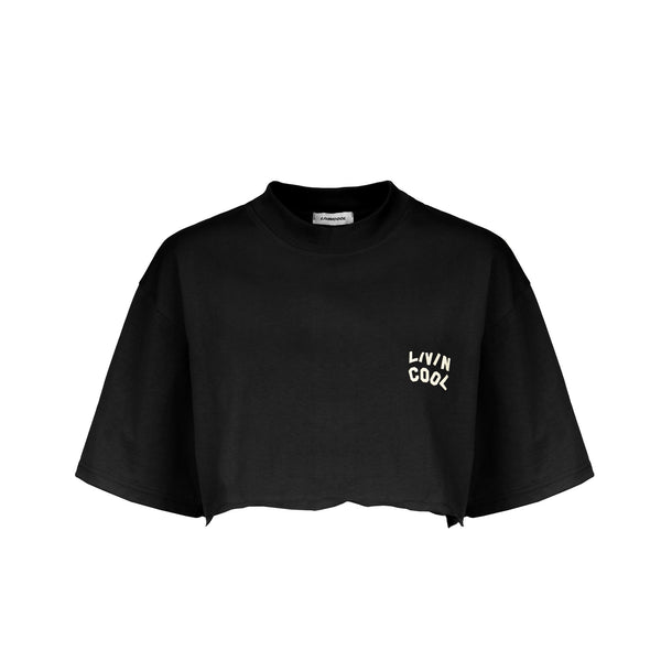livincool WAVY LOGO CROP TOP BLACK