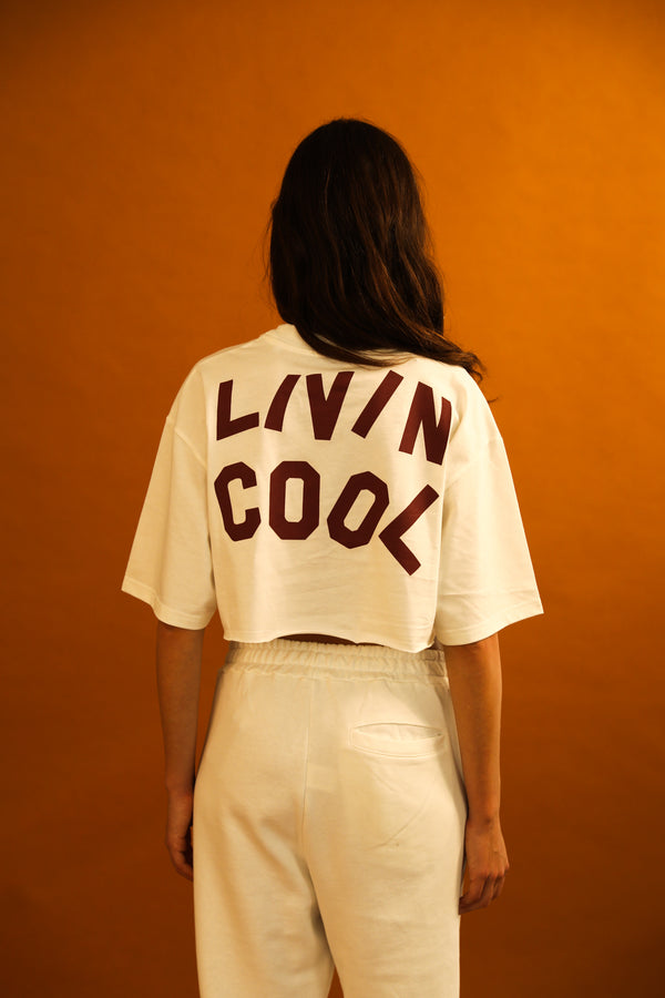 Livincool WAVY LOGO CROP TOP WHITE