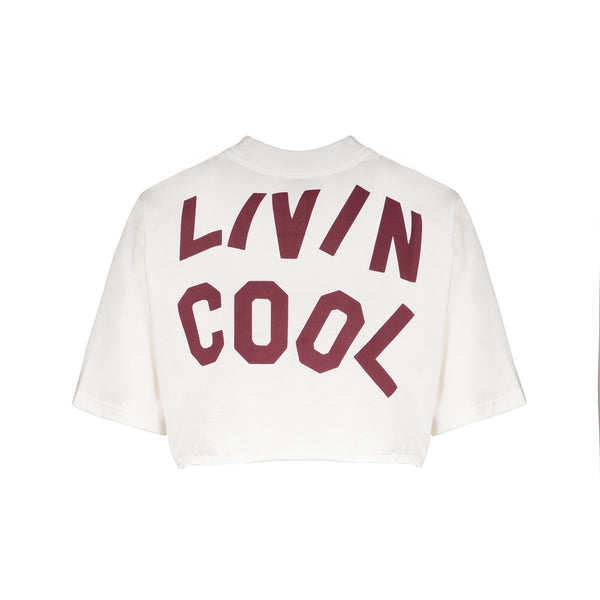 Livincool WAVY LOGO CROP TOP WHITE
