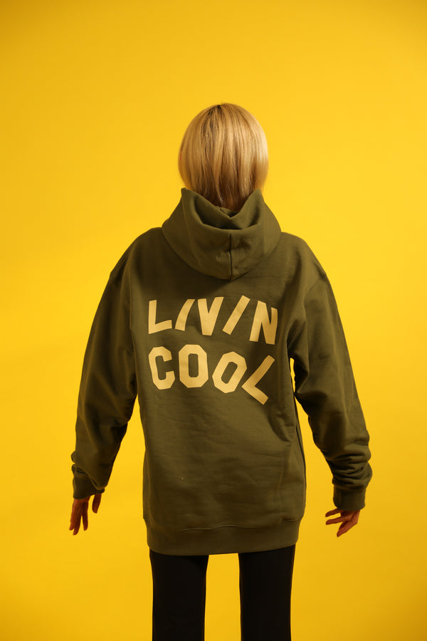 Livincool WAVY LOGO HOODIE MILITARY GREEN