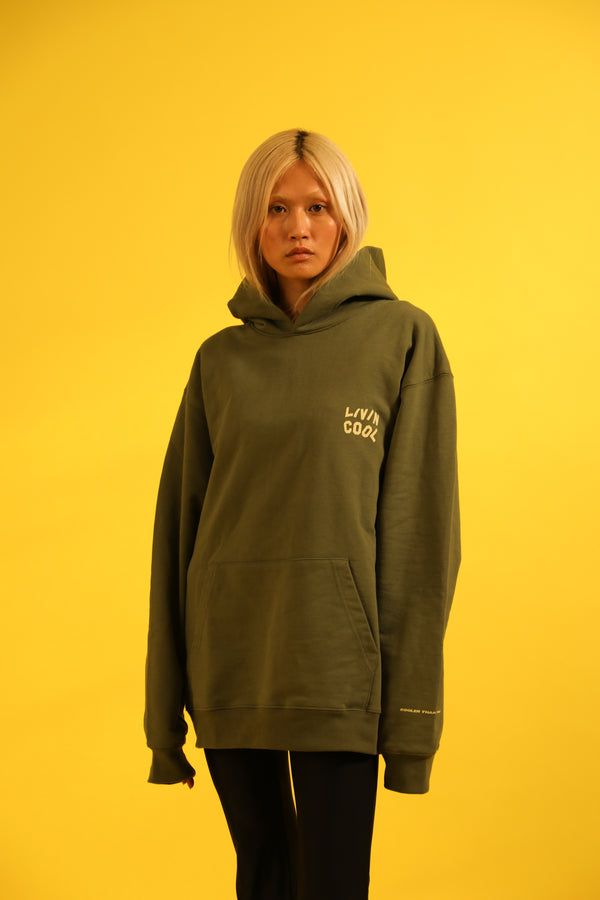 livincool WAVY LOGO HOODIE MILITARY GREEN