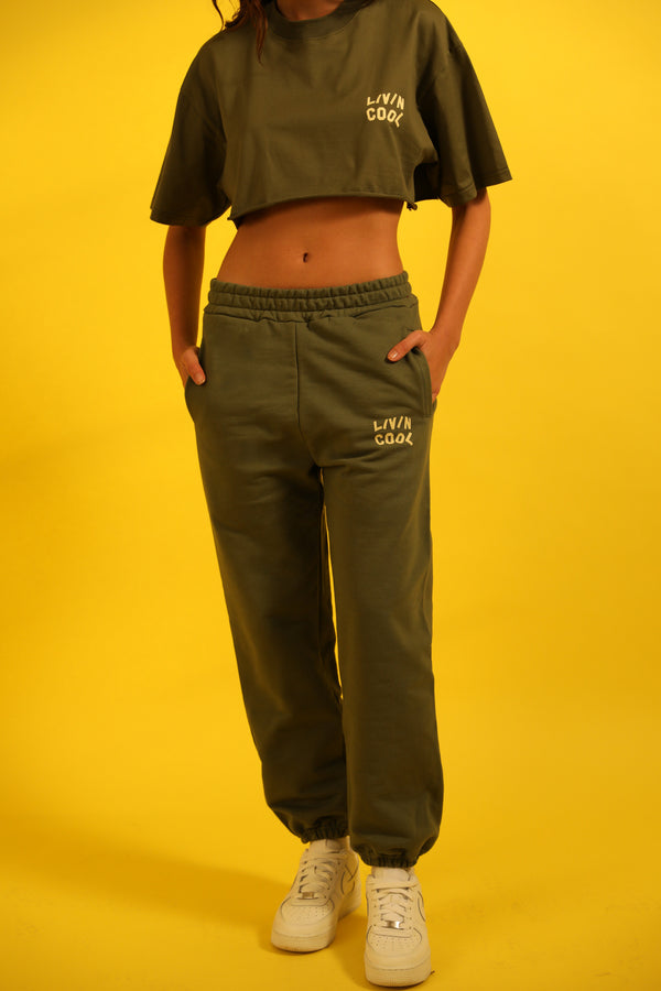livincool WAVY LOGO PANTS MILITARY GREEN
