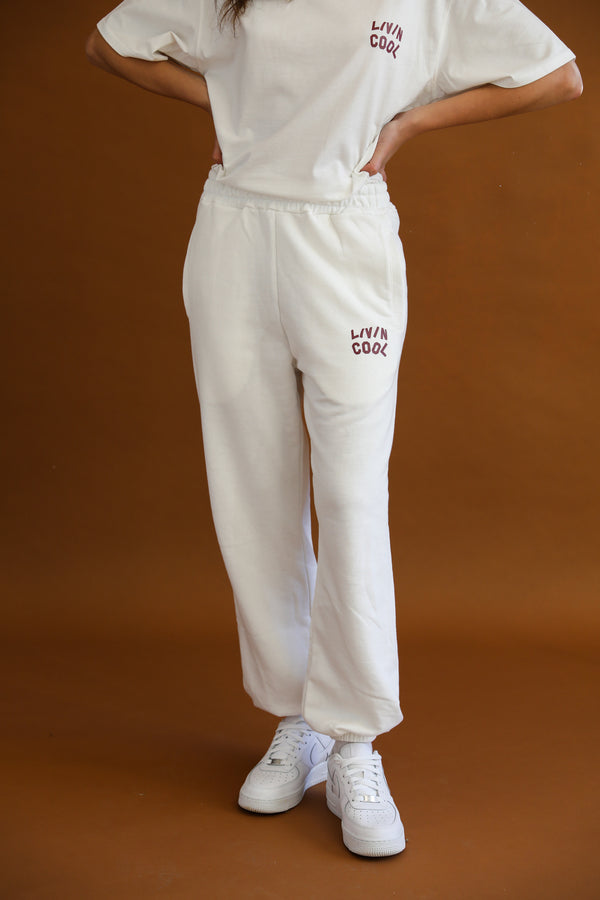 Livincool WAVY LOGO PANTS WHITE