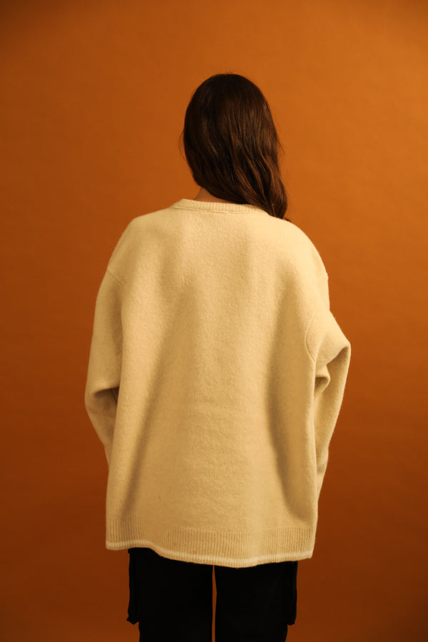 Livincool WAVY LOGO R-NECK IVORY