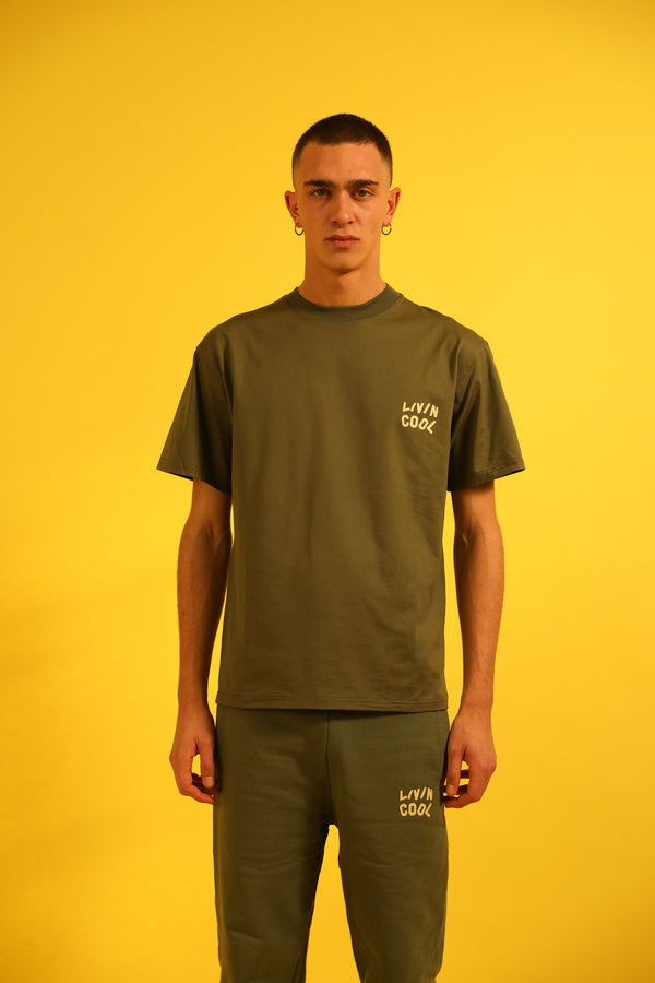 livincool WAVY LOGO T-SHIRT MILITARY GREEN