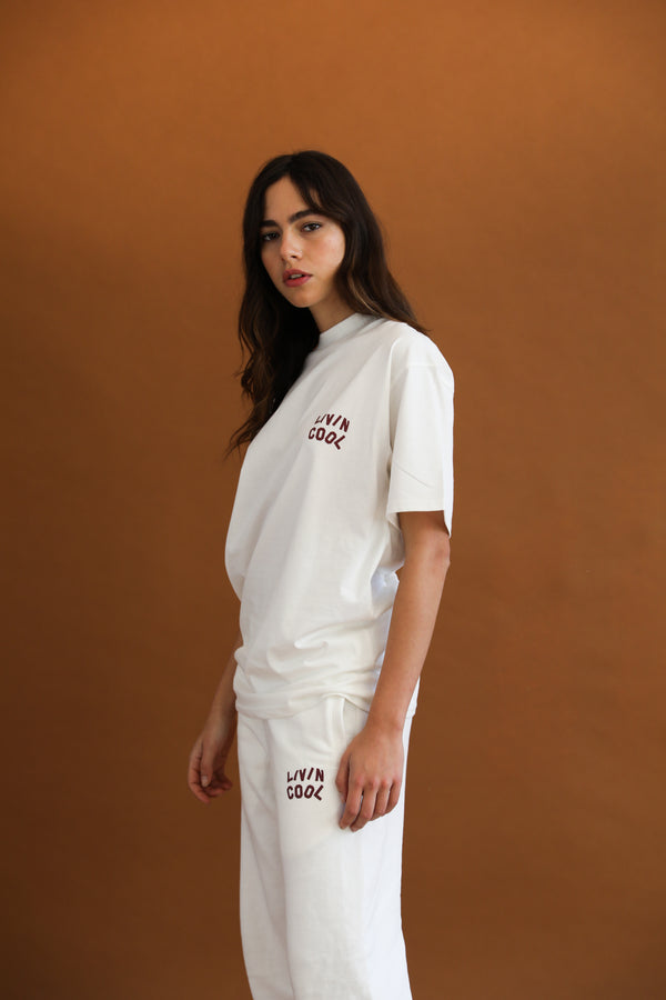 Livincool WAVY LOGO TSHIRT WHITE