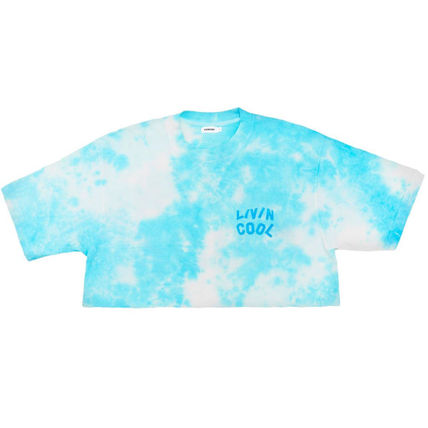 livincool WAVY SHORT SLEEVE CROP TEE SKY TIE DYE