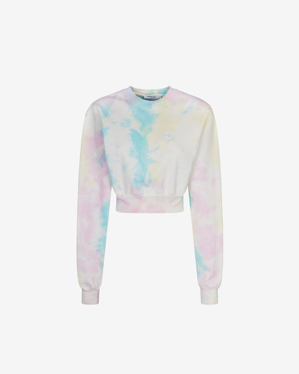 livincool WAVY EMBROIDERED CROP SWEATSHIRT PASTEL TIE DYE