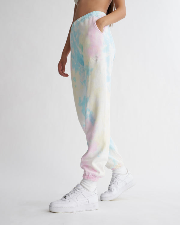 Livincool WAVY EMBROIDERED SWEATPANTS PASTEL TIE DYE