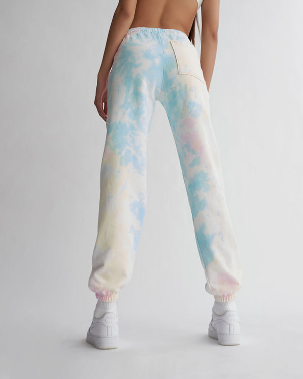 Livincool WAVY EMBROIDERED SWEATPANTS PASTEL TIE DYE
