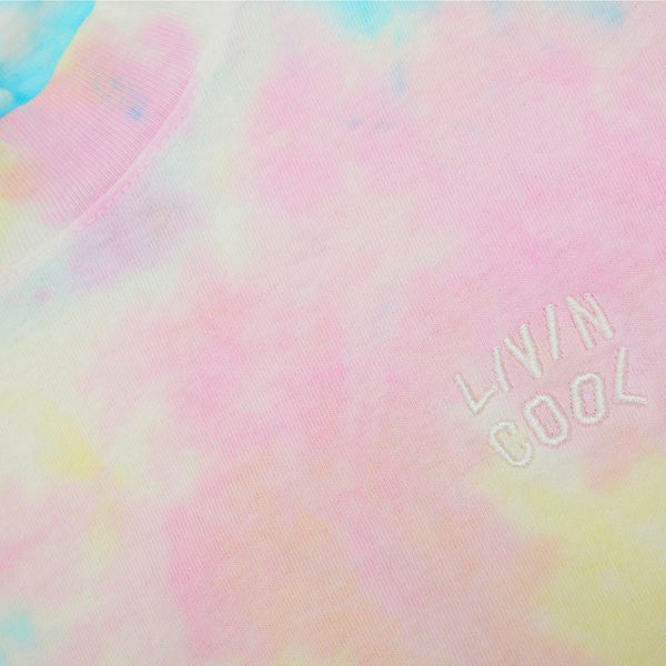 Livincool WAVY SHORT SLEEVE CROP TEE PASTEL TIE DYE