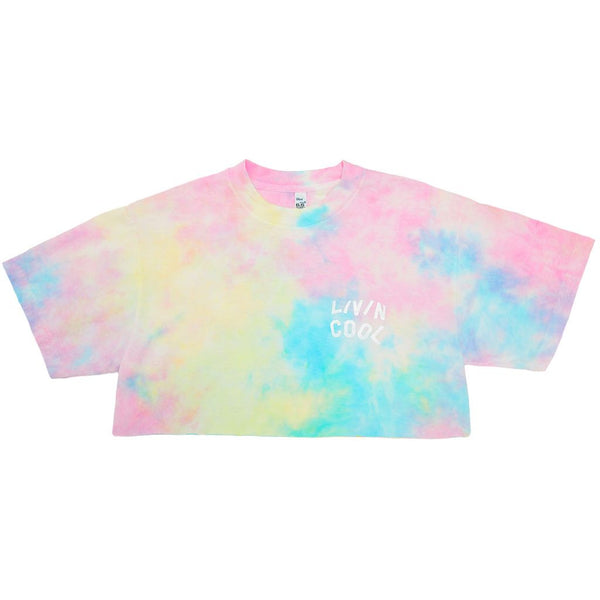 livincool WAVY SHORT SLEEVE CROP TEE PASTEL TIE DYE