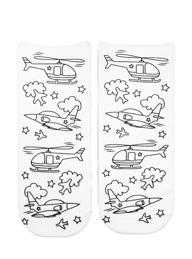 Living Royal Airplane Coloring Socks