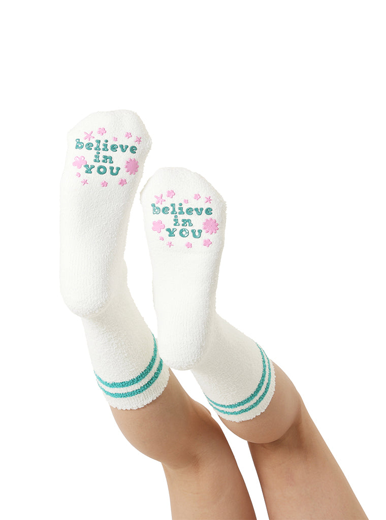living royal Believe Fuzzy Crew Socks